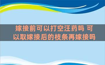 嫁接前可以打空汪药吗 可以取嫁接后的枝条再嫁接吗